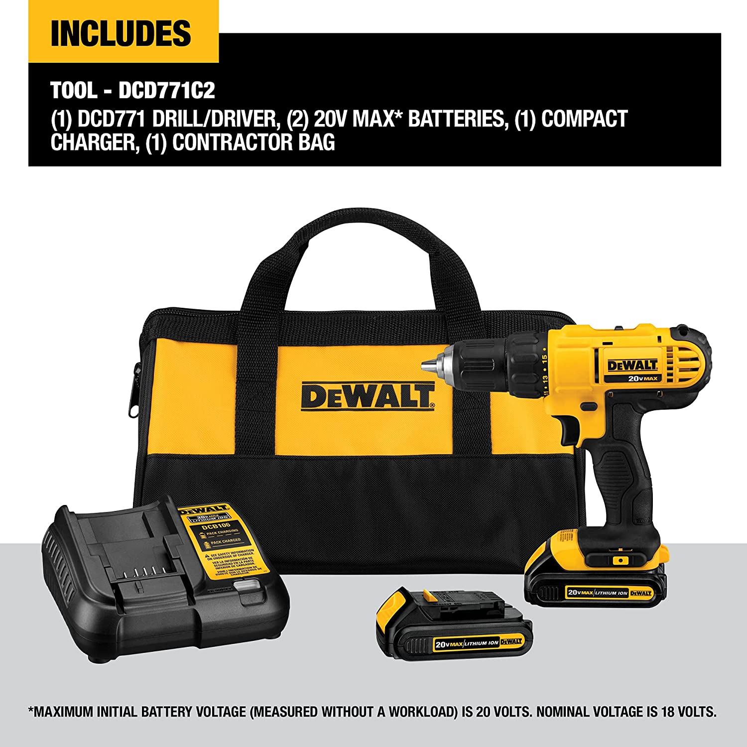 DEWALT 20V Max Cordless Drill DCD771C2 -3